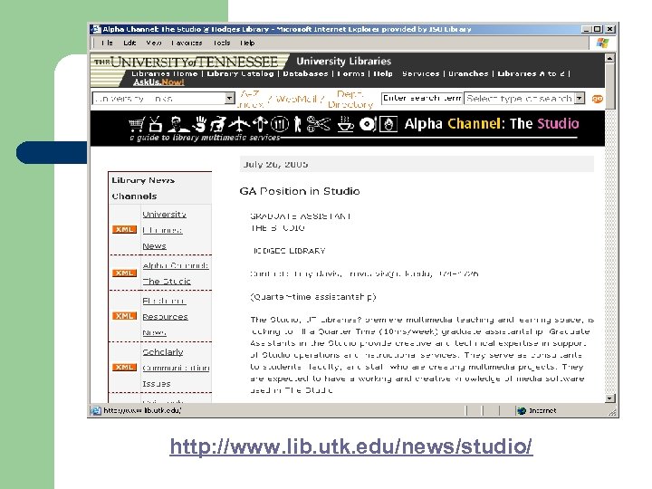 http: //www. lib. utk. edu/news/studio/ 