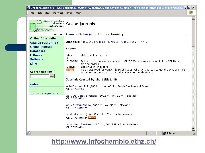http: //www. infochembio. ethz. ch/ 