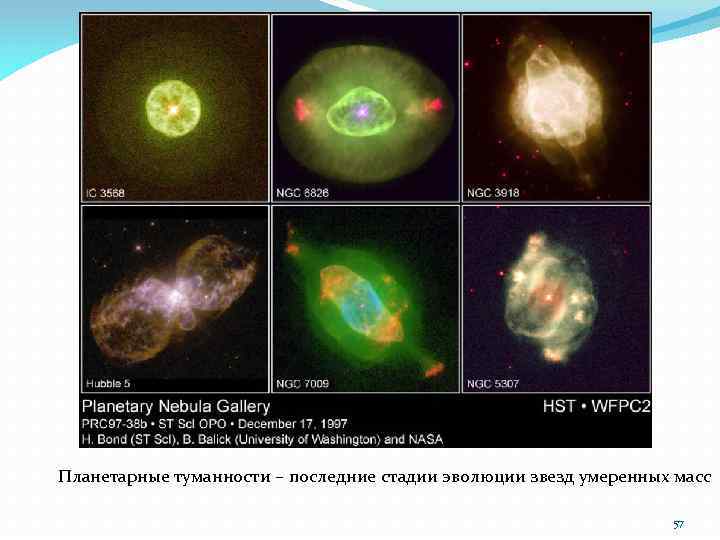 Планетарные туманности – последние стадии эволюции звезд умеренных масс 57 