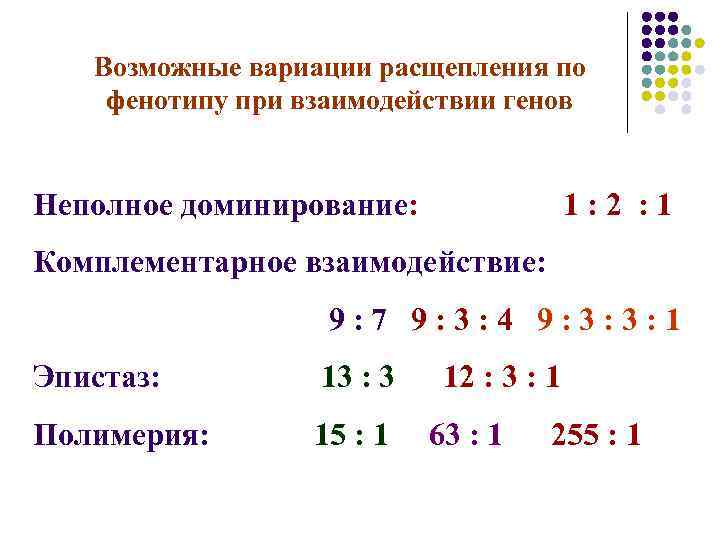 Неполное доминирование какое расщепление