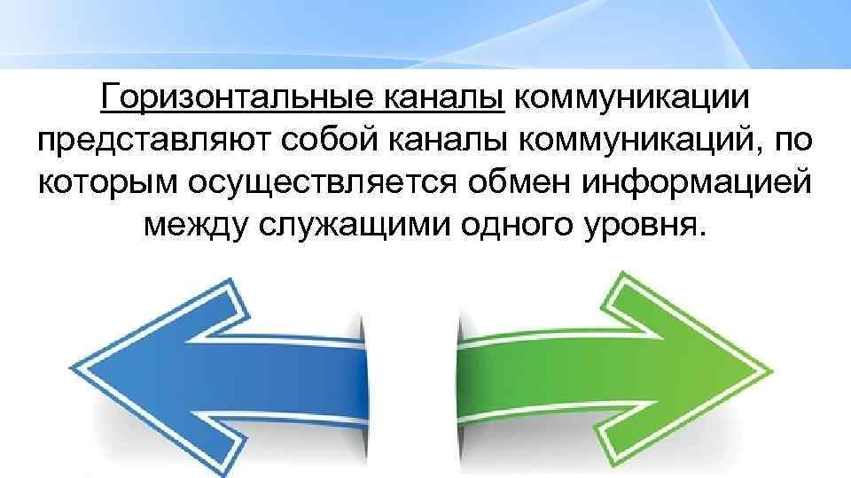 Горизонтальные каналы коммуникации представляют собой каналы коммуникаций, по которым осуществляется обмен информацией между служащими
