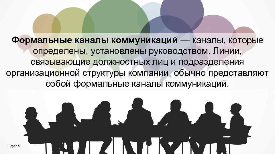 Формальные каналы коммуникаций — каналы, которые определены, установлены руководством. Линии, связывающие должностных лиц и