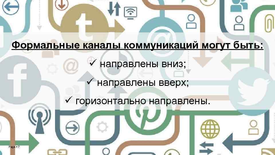 Формальные каналы коммуникаций могут быть: ü направлены вниз; ü направлены вверх; ü горизонтально направлены.