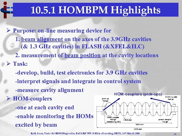 10. 5. 1 HOMBPM Highlights Ø Purpose: on-line measuring device for 1. beam alignment