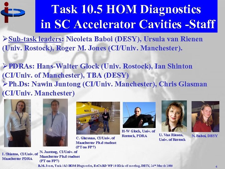 Task 10. 5 HOM Diagnostics in SC Accelerator Cavities -Staff ØSub-task leaders: Nicoleta Baboi