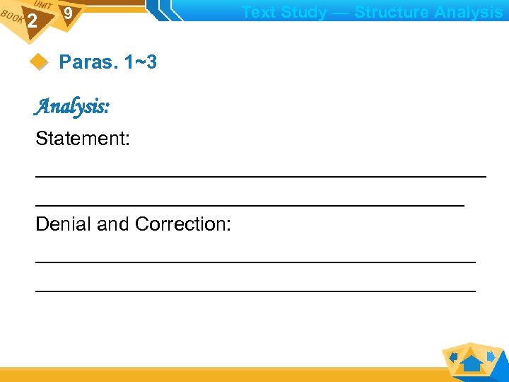 2 9 Text Study — Structure Analysis Paras. 1~3 Analysis: Statement: _____________________ Denial and