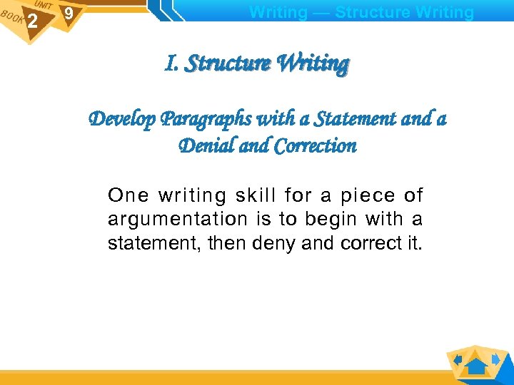 2 9 Writing — Structure Writing I. Structure Writing Develop Paragraphs with a Statement