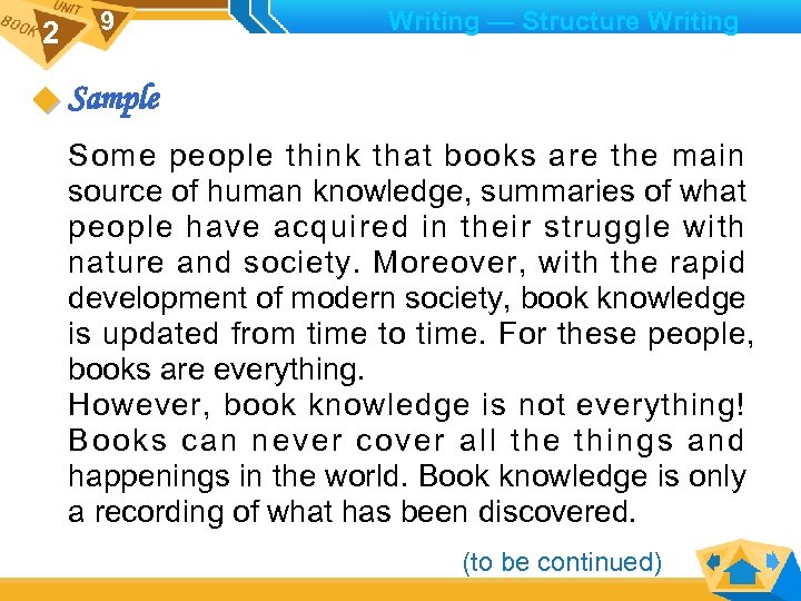 2 9 Writing — Structure Writing Sample Some people think that books are the