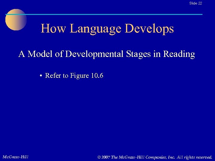 Slide 22 How Language Develops A Model of Developmental Stages in Reading • Refer