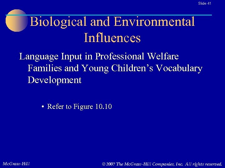 Slide 41 Biological and Environmental Influences Language Input in Professional Welfare Families and Young