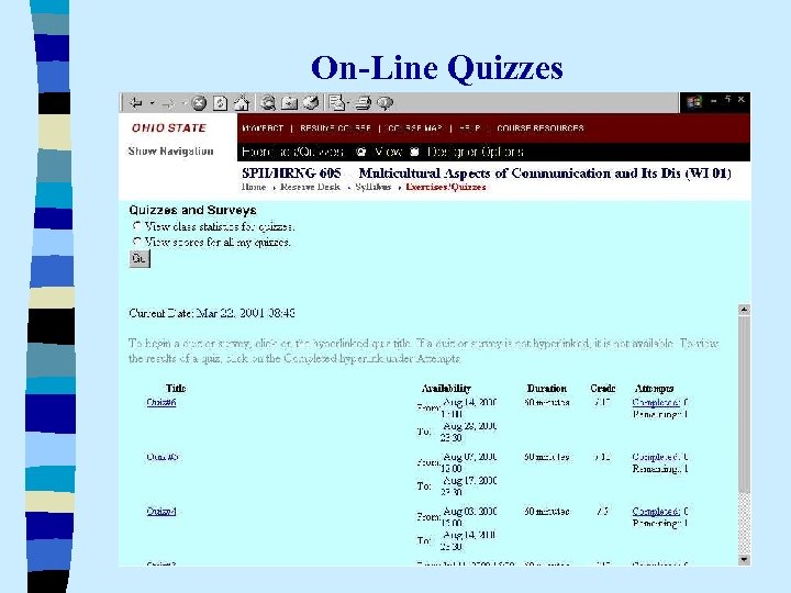 On-Line Quizzes 