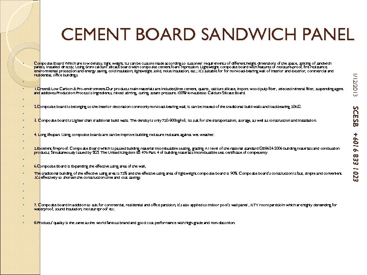 CEMENT BOARD SANDWICH PANEL • • 1. Green& Low Carbon & Pro-environment. Our products