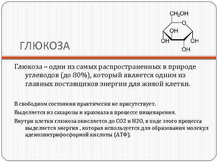 ГЛЮКОЗА Глюкоза – один из самых распространенных в природе углеводов (до 80%), который является