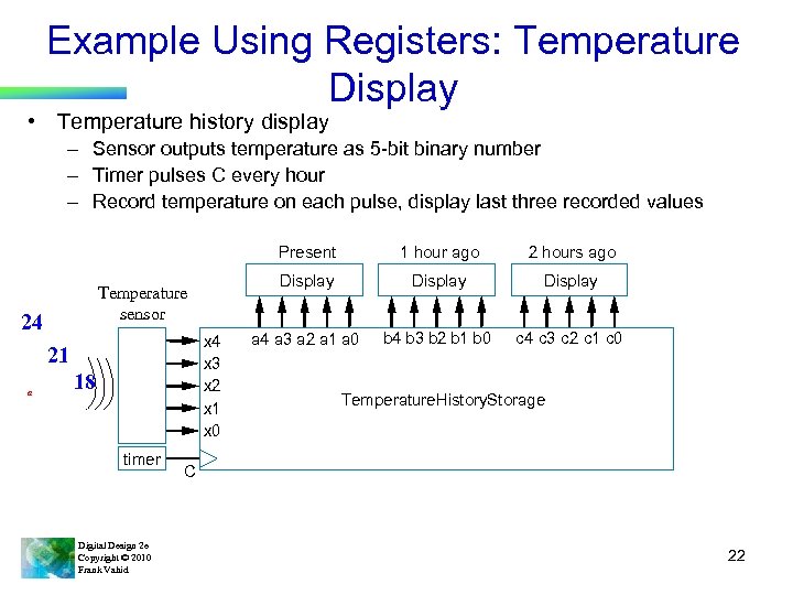 Example Using Registers: Temperature Display • Temperature history display – Sensor outputs temperature as