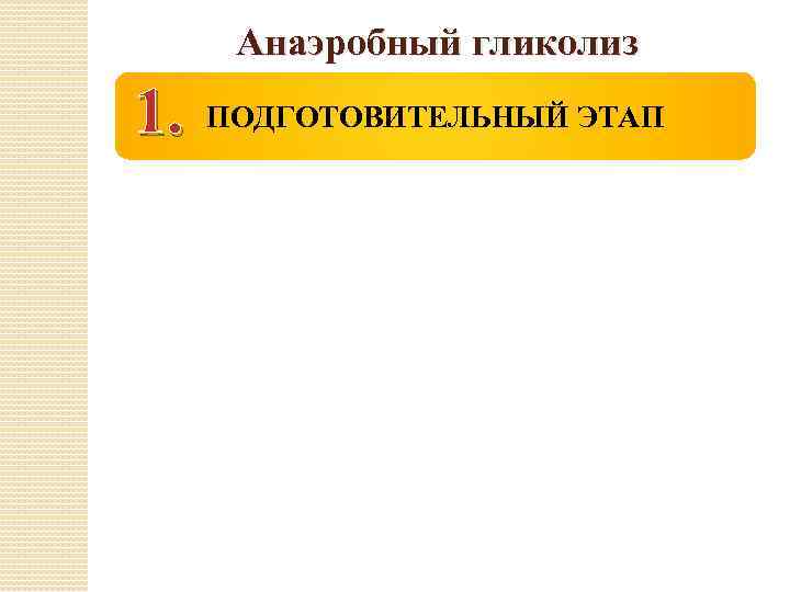 Анаэробный гликолиз 1. ПОДГОТОВИТЕЛЬНЫЙ ЭТАП 