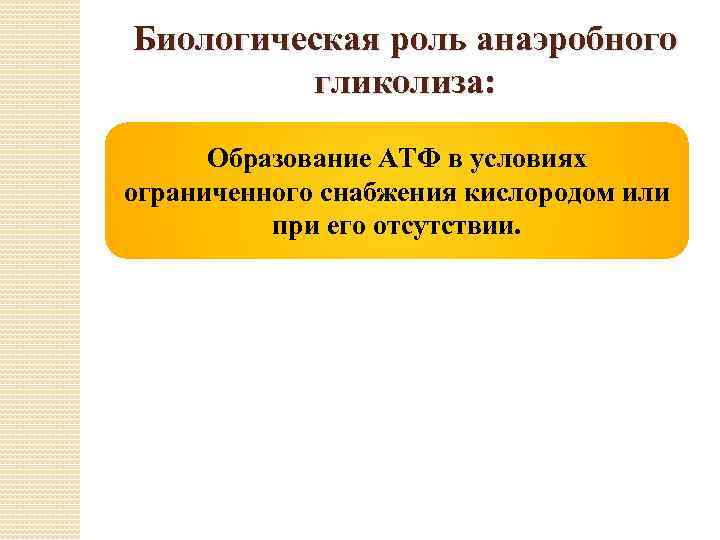 Биологическая роль анаэробного гликолиза: Образование АТФ в условиях ограниченного снабжения кислородом или при его