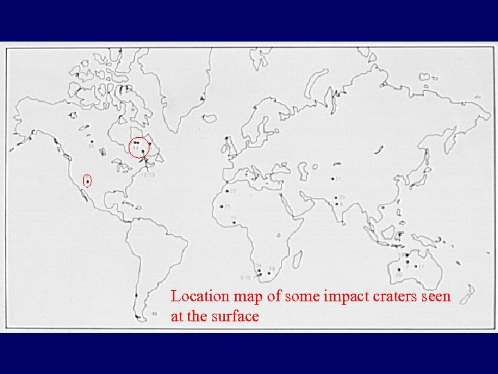 Location map of some impact craters seen at the surface 