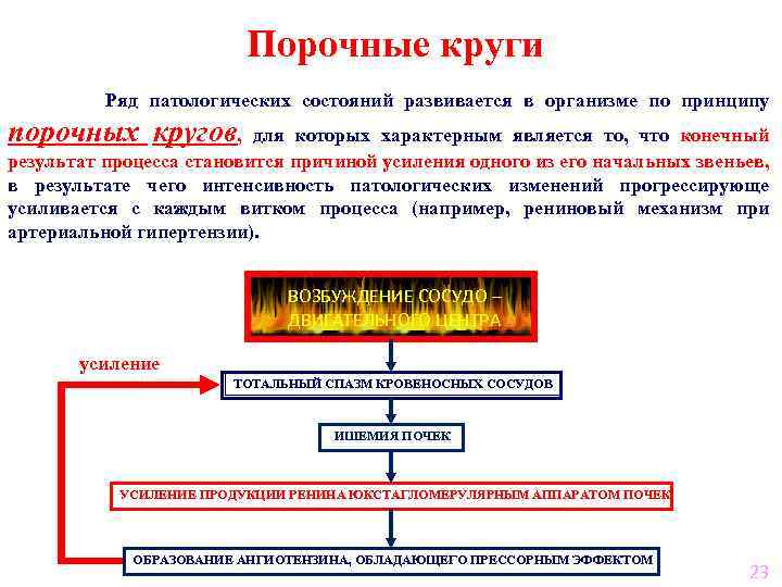 Порочные круги Ряд патологических состояний развивается в организме по принципу порочных кругов, для которых