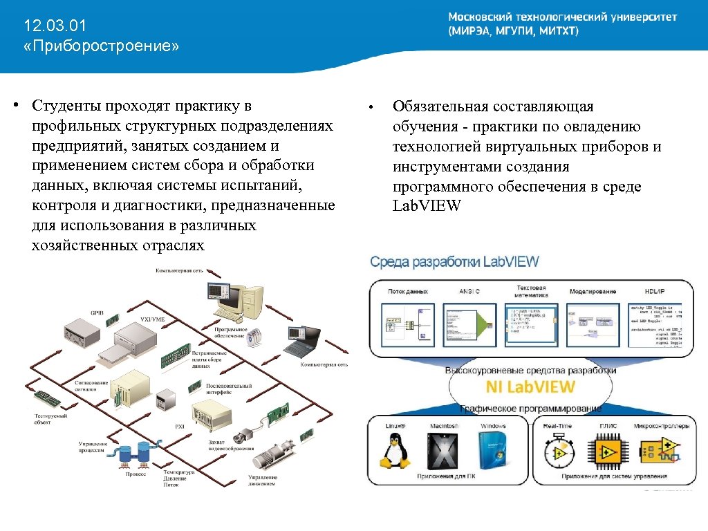 12. 03. 01 «Приборостроение» • Студенты проходят практику в профильных структурных подразделениях предприятий, занятых