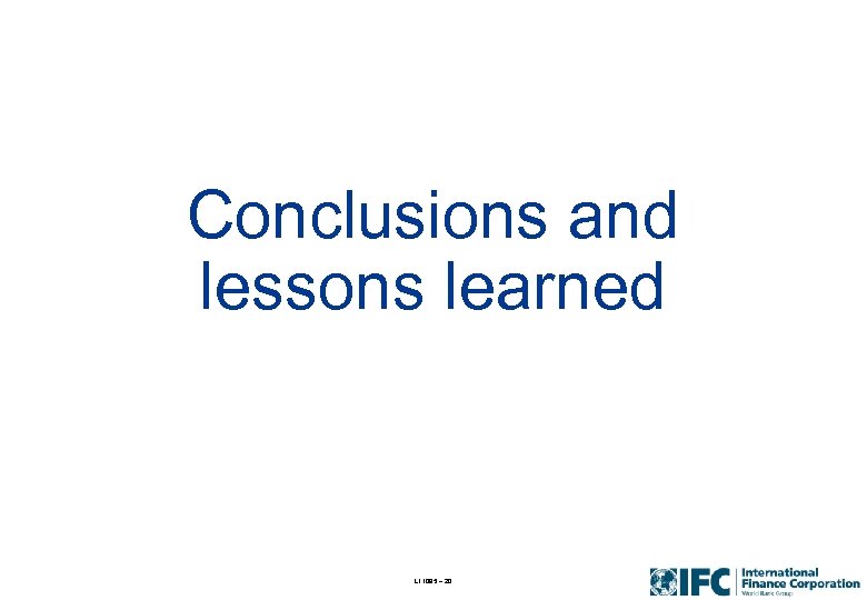 Conclusions and lessons learned L 11095 – 20 