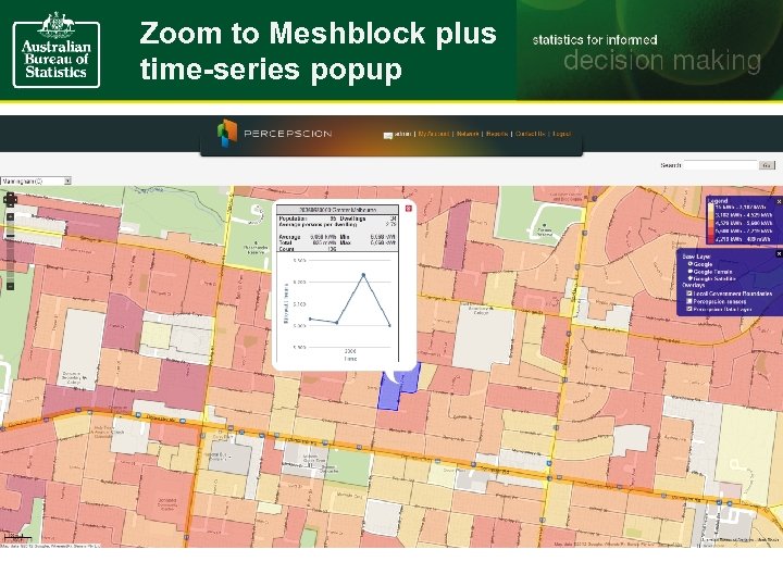 Zoom to Meshblock plus time-series popup 