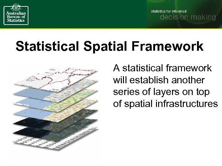 Statistical Spatial Framework A statistical framework will establish another series of layers on top