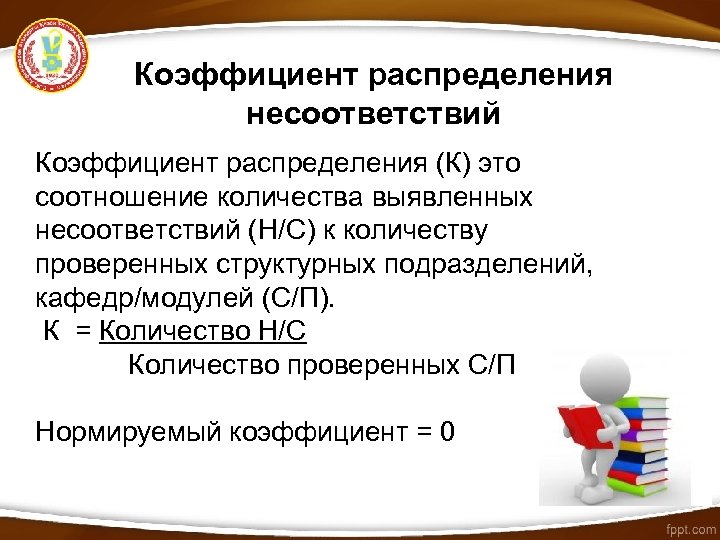 Коэффициент распределения несоответствий Коэффициент распределения (К) это соотношение количества выявленных несоответствий (Н/С) к количеству