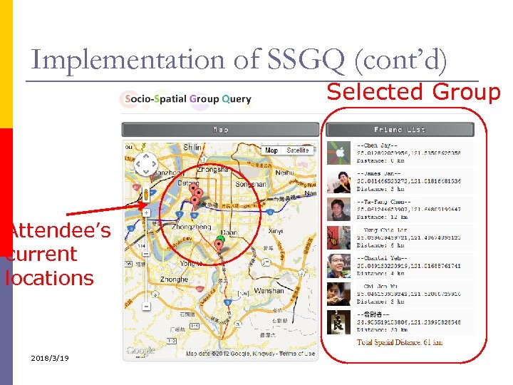 Implementation of SSGQ (cont’d) Selected Group Attendee’s current locations 2018/3/19 37 