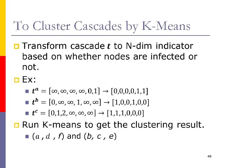 To Cluster Cascades by K-Means p 48 