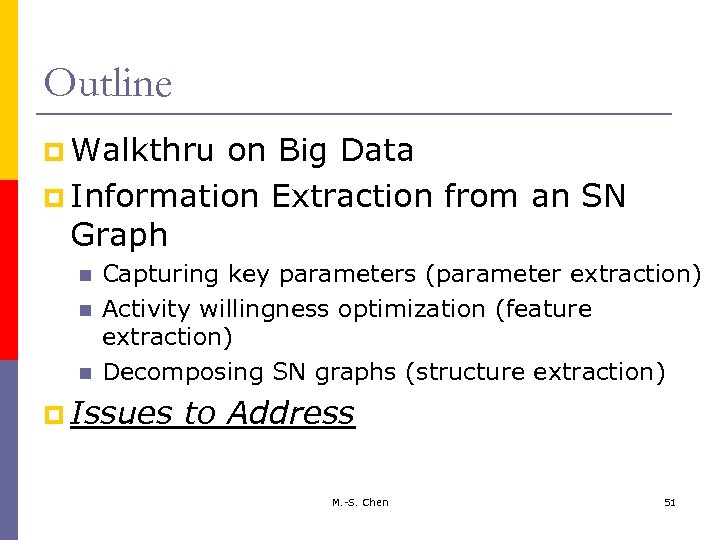 Outline p Walkthru on Big Data p Information Extraction from an SN Graph Capturing