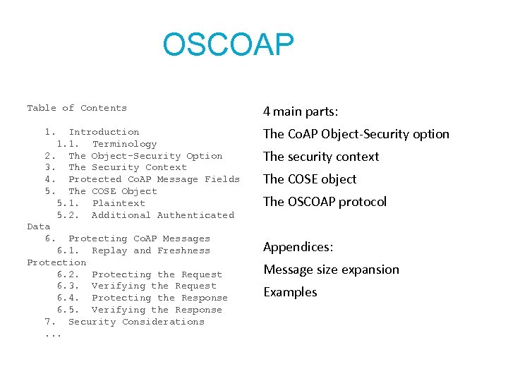 OSCOAP Table of Contents 4 main parts: 1. Introduction 1. 1. Terminology 2. The