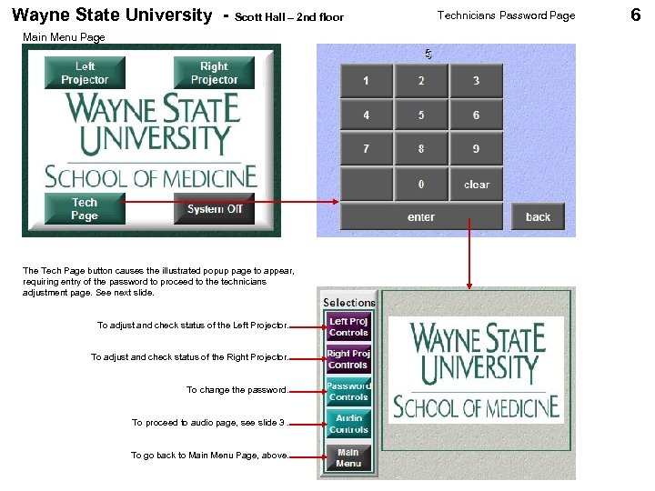 Wayne State University - Scott Hall – 2 nd floor Main Menu Page The