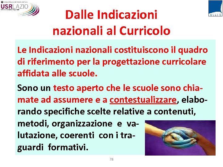 Dalle Indicazioni nazionali al Curricolo Le Indicazioni nazionali costituiscono il quadro di riferimento per