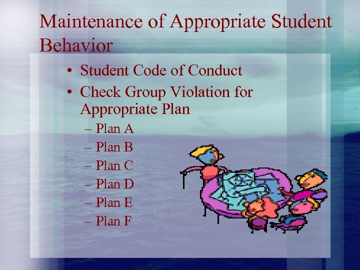 Maintenance of Appropriate Student Behavior • Student Code of Conduct • Check Group Violation