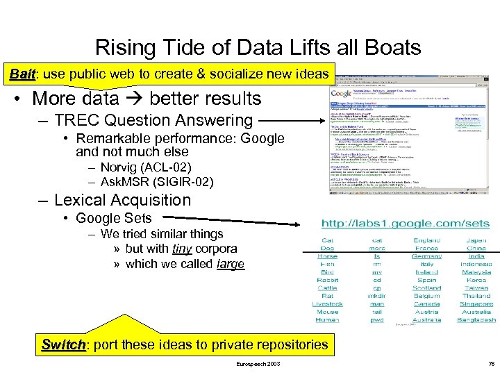 Rising Tide of Data Lifts all Boats Bait: use public web to create &