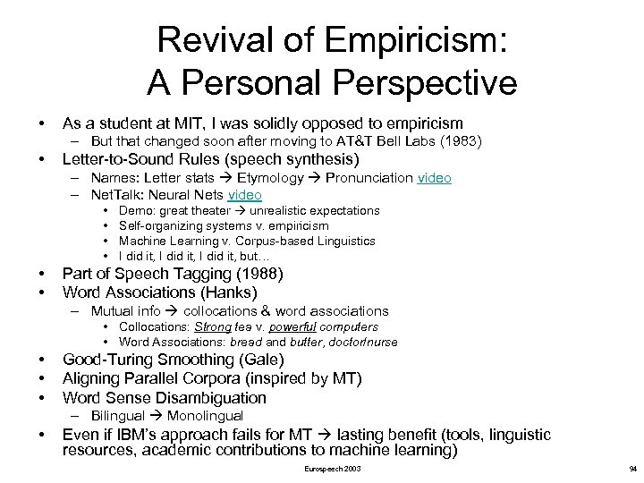 Revival of Empiricism: A Personal Perspective • As a student at MIT, I was