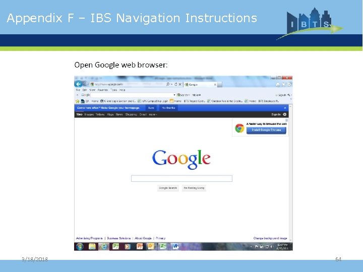 Appendix F – IBS Navigation Instructions 3/18/2018 64 