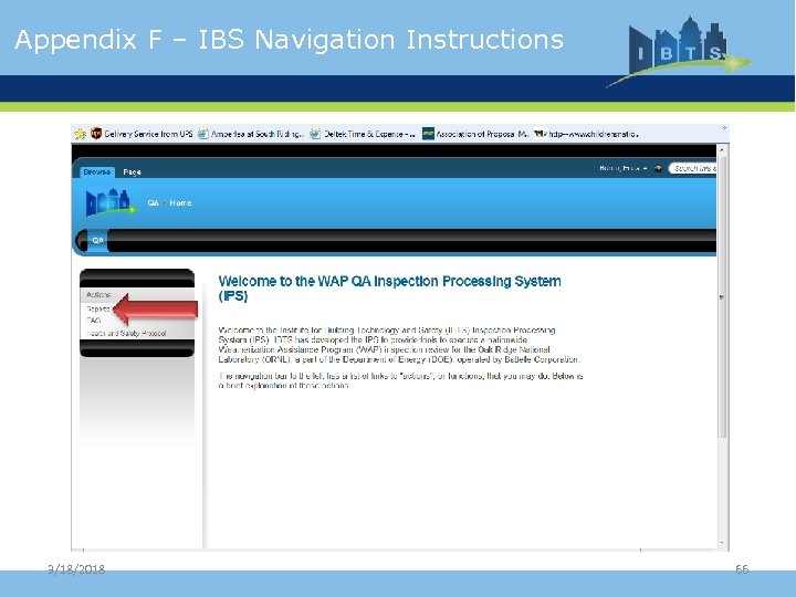 Appendix F – IBS Navigation Instructions 3/18/2018 66 
