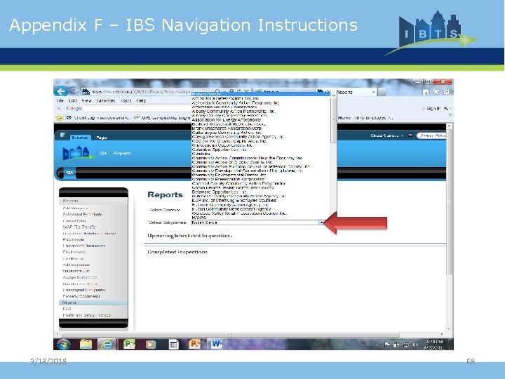 Appendix F – IBS Navigation Instructions 3/18/2018 68 