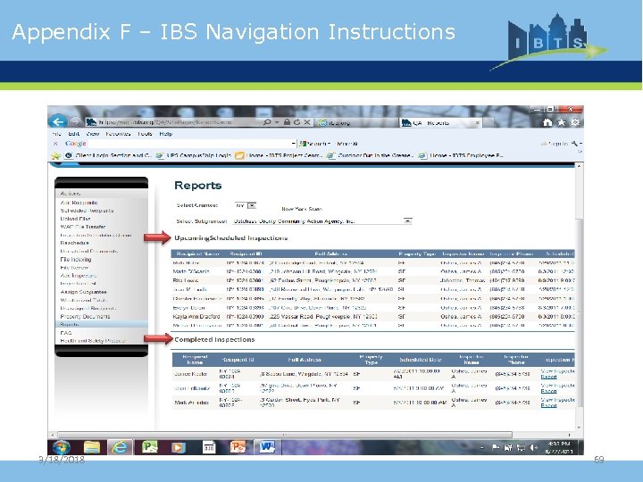 Appendix F – IBS Navigation Instructions 3/18/2018 69 
