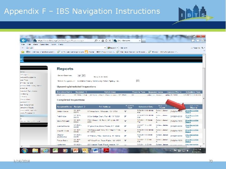Appendix F – IBS Navigation Instructions 3/18/2018 70 