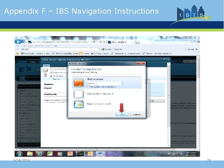 Appendix F – IBS Navigation Instructions 3/18/2018 76 