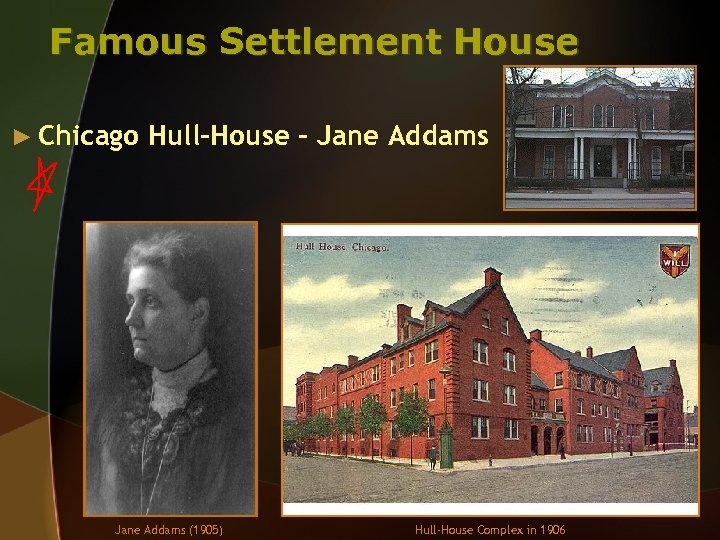 Famous Settlement House ► Chicago Hull-House – Jane Addams (1905) Hull-House Complex in 1906