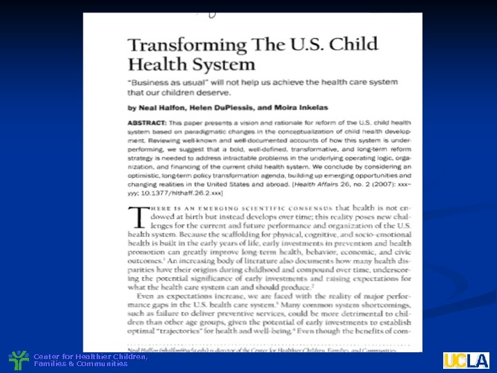 Center for Healthier Children, Families & Communities 