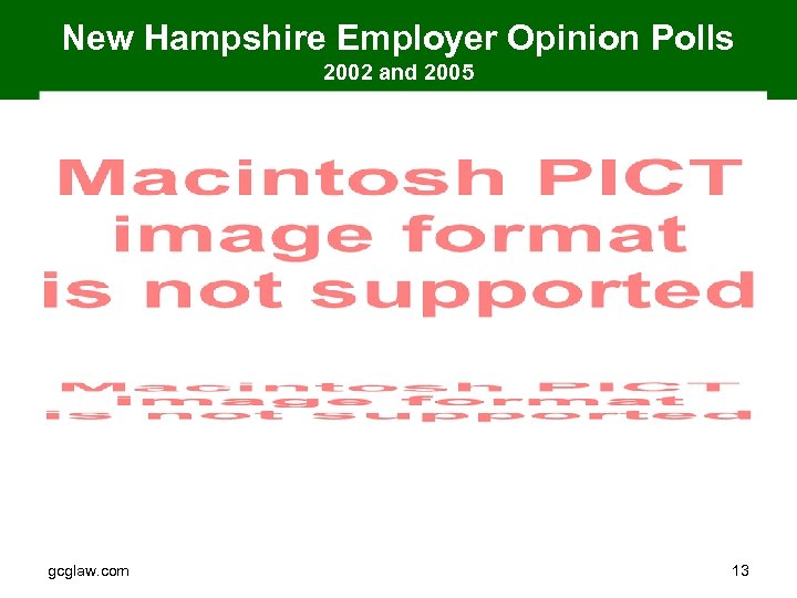 New Hampshire Employer Opinion Polls 2002 and 2005 gcglaw. com 13 