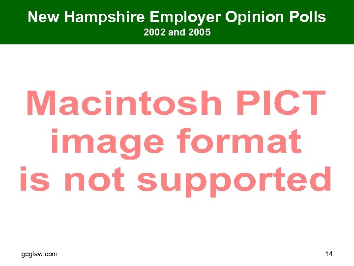 New Hampshire Employer Opinion Polls 2002 and 2005 gcglaw. com 14 