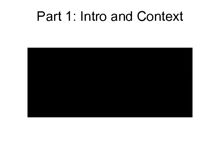 Part 1: Intro and Context 
