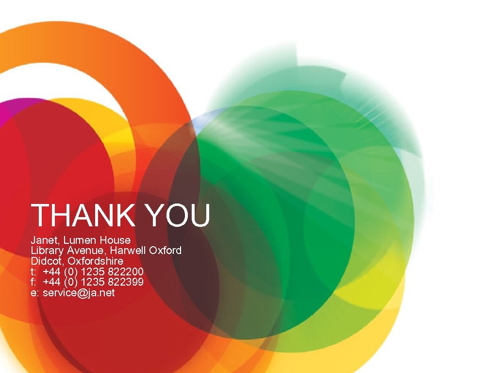 THANK YOU Janet, Lumen House Library Avenue, Harwell Oxford Didcot, Oxfordshire t: +44 (0)