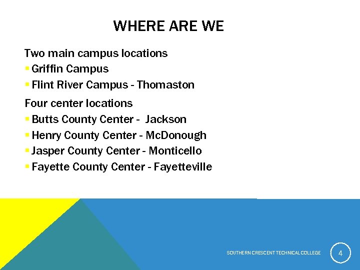 WHERE ARE WE Two main campus locations § Griffin Campus § Flint River Campus