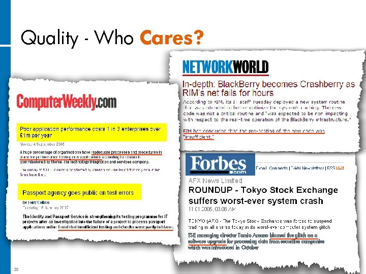 Quality - Who Cares? TSE managing director Tomio Amano blamed the glitch on a